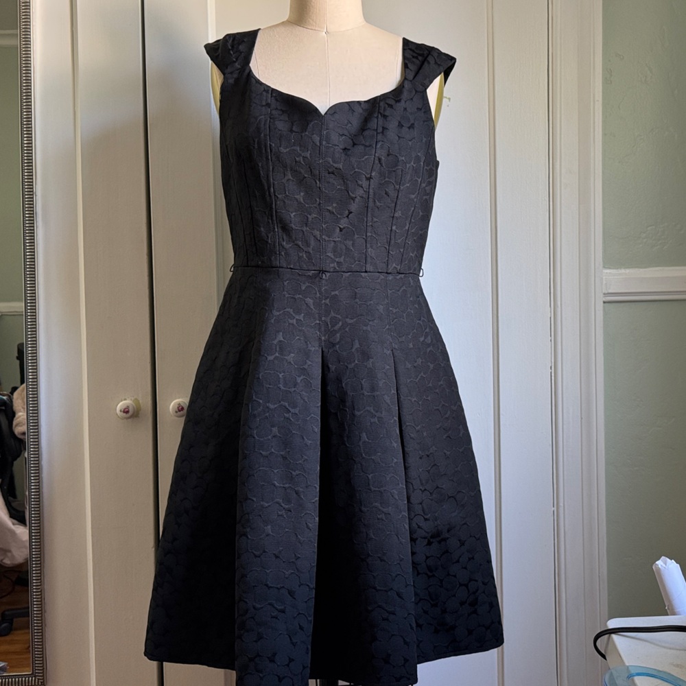 David Meister Textured Black Midi Dress
